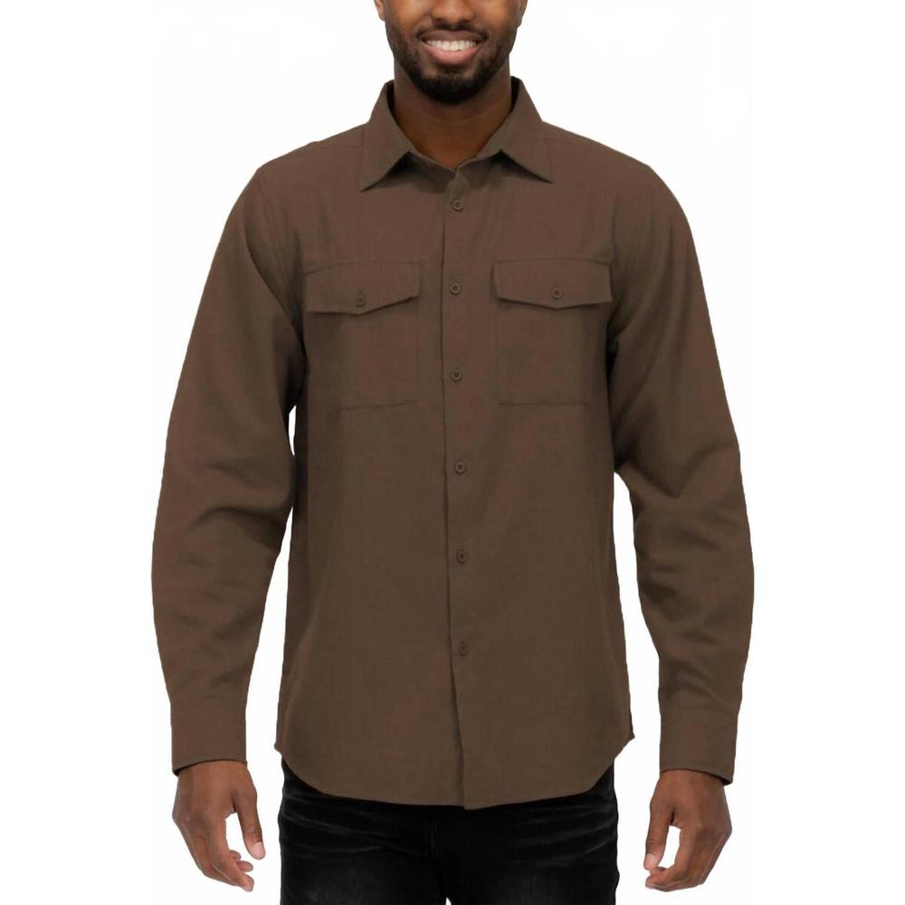 NEW WEIV long sleeve button down flannel in brown